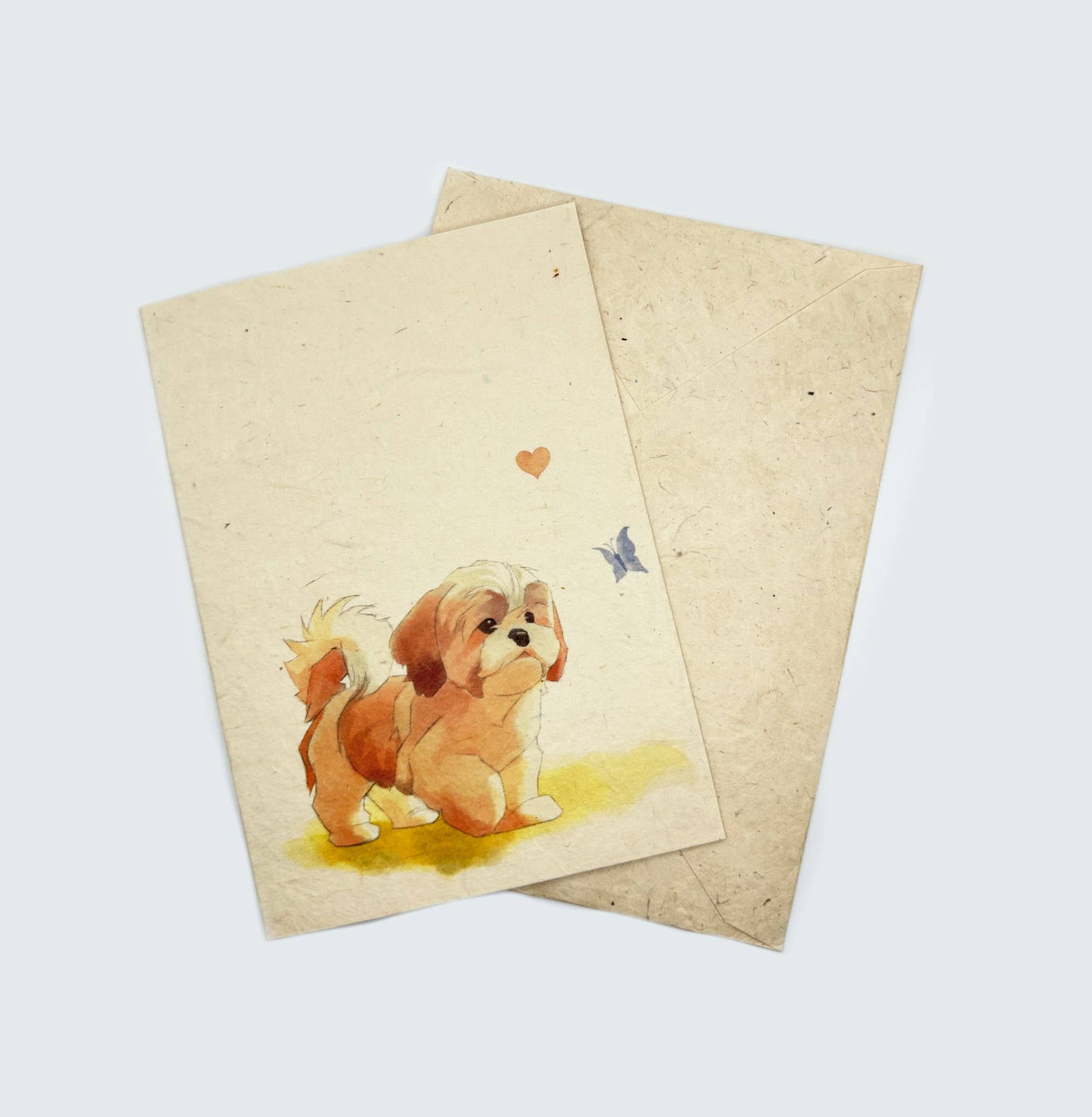 Grußkarte A6, Lokta-Papier, handgezeichnete Kunst, Shih Tzu
