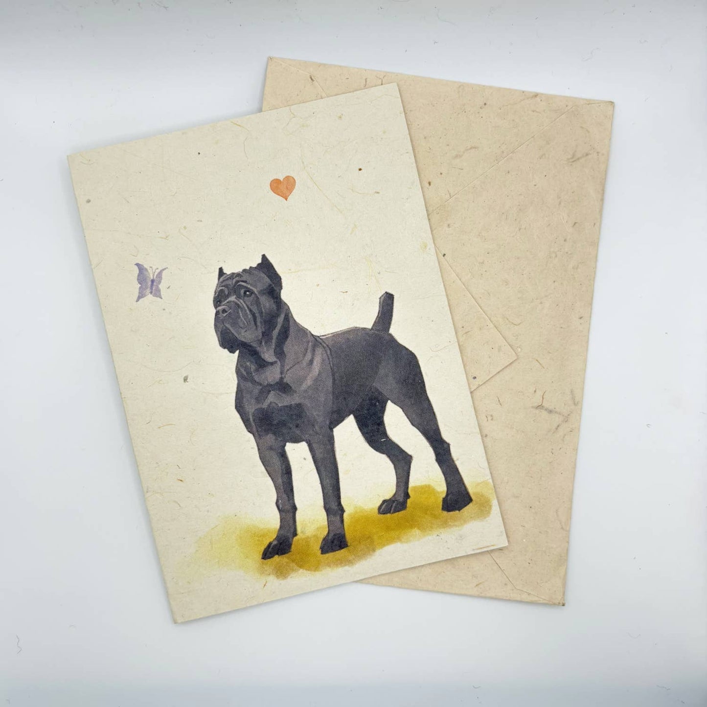 Grußkarte A6, Lokta-Papier, handgezeichnete Kunst, Cane Corso