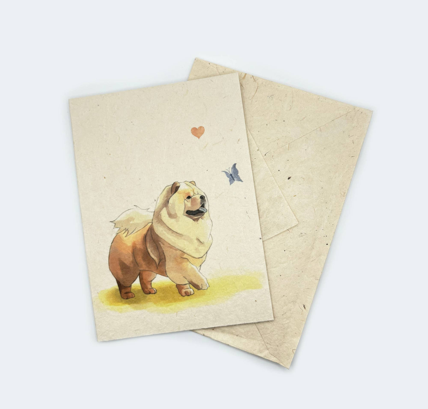 Grußkarte, Gedruckt auf Lokta-Papier, Handgezeichnete Kunst, Chow-Chow