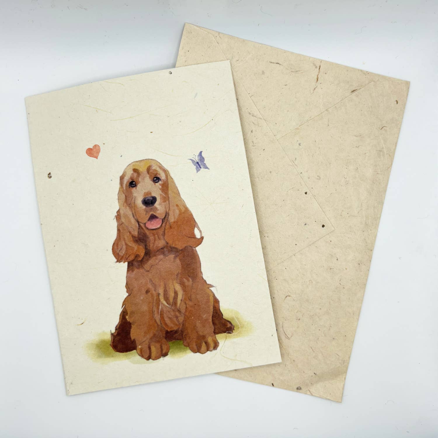 Grusskarte A6, Lokta-Papier, handgezeichnete Kunst, Cocker Spaniel