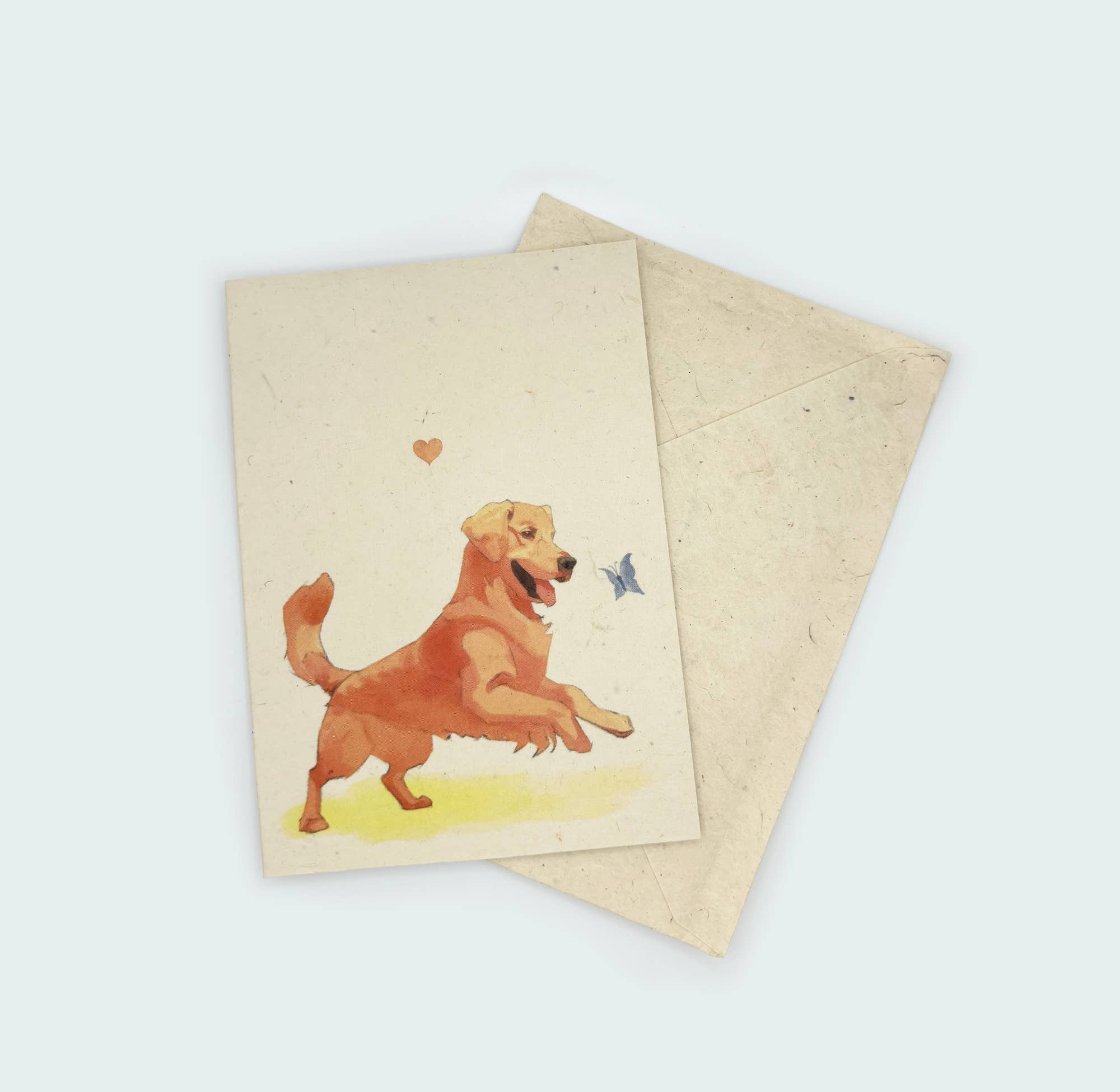 Grusskarte A6, gedruckt auf Lokta-Papier, Golden Retriever
