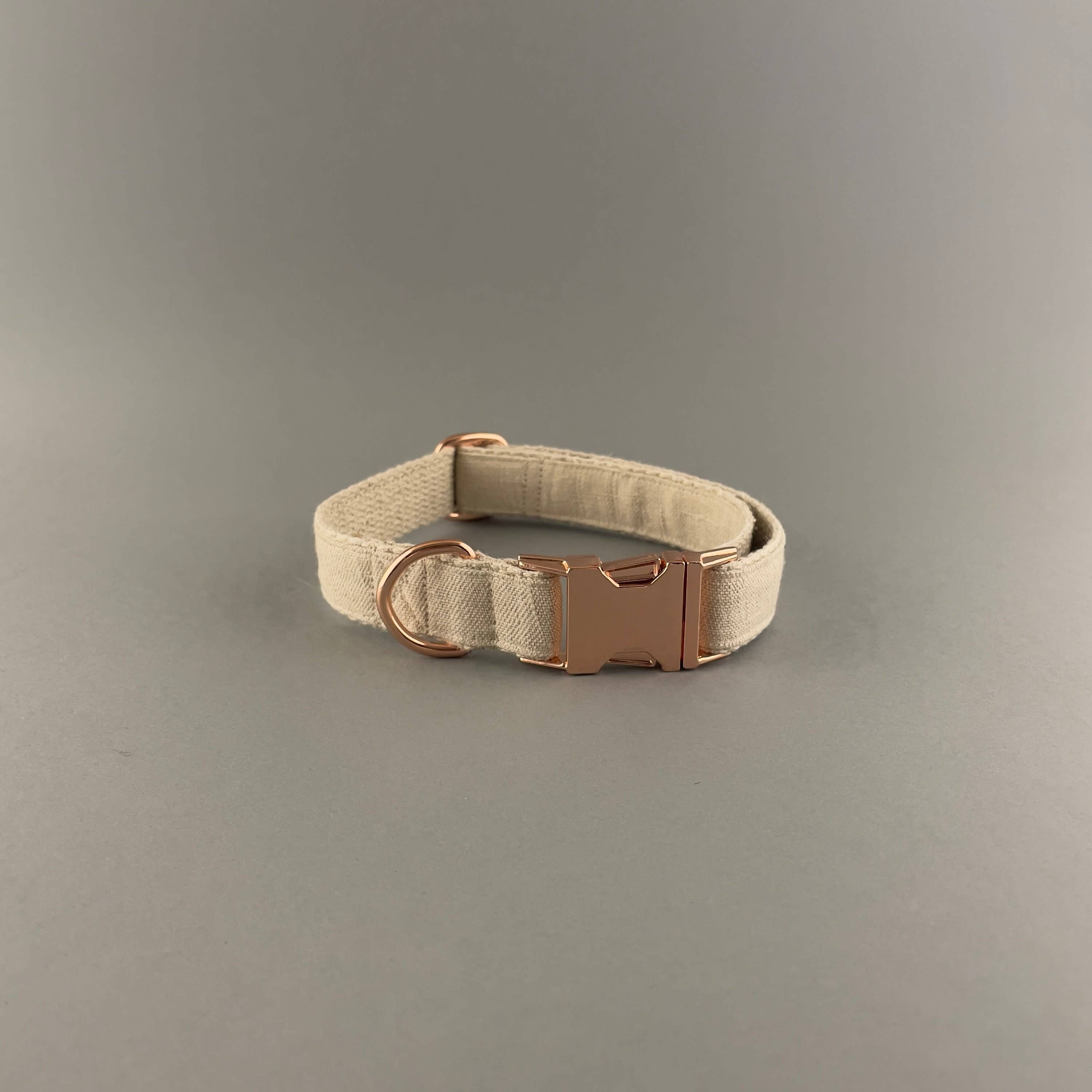 Natürliches Hanf-Hundehalsband Rosegold  M - bis zu 48 cm