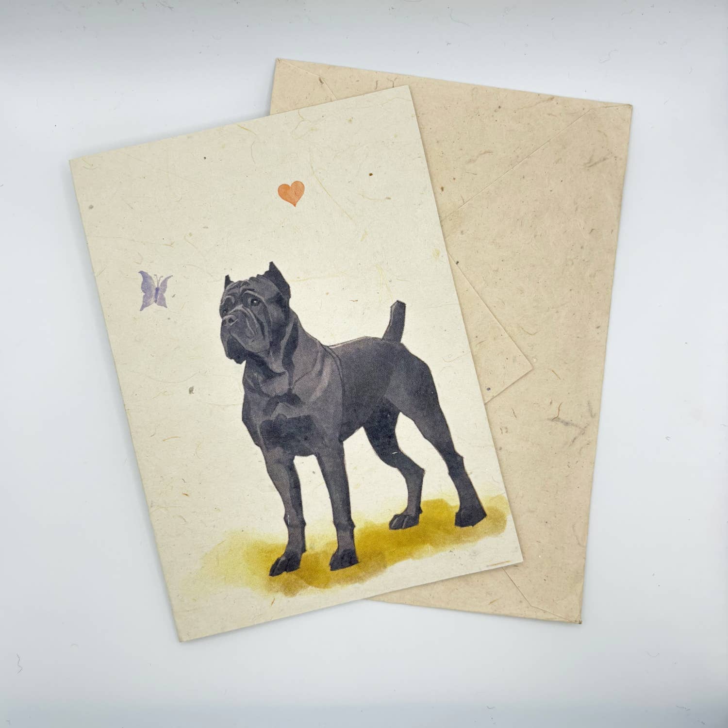 Grusskarte A6, Lokta-Papier, handgezeichnete Kunst, Cane Corso