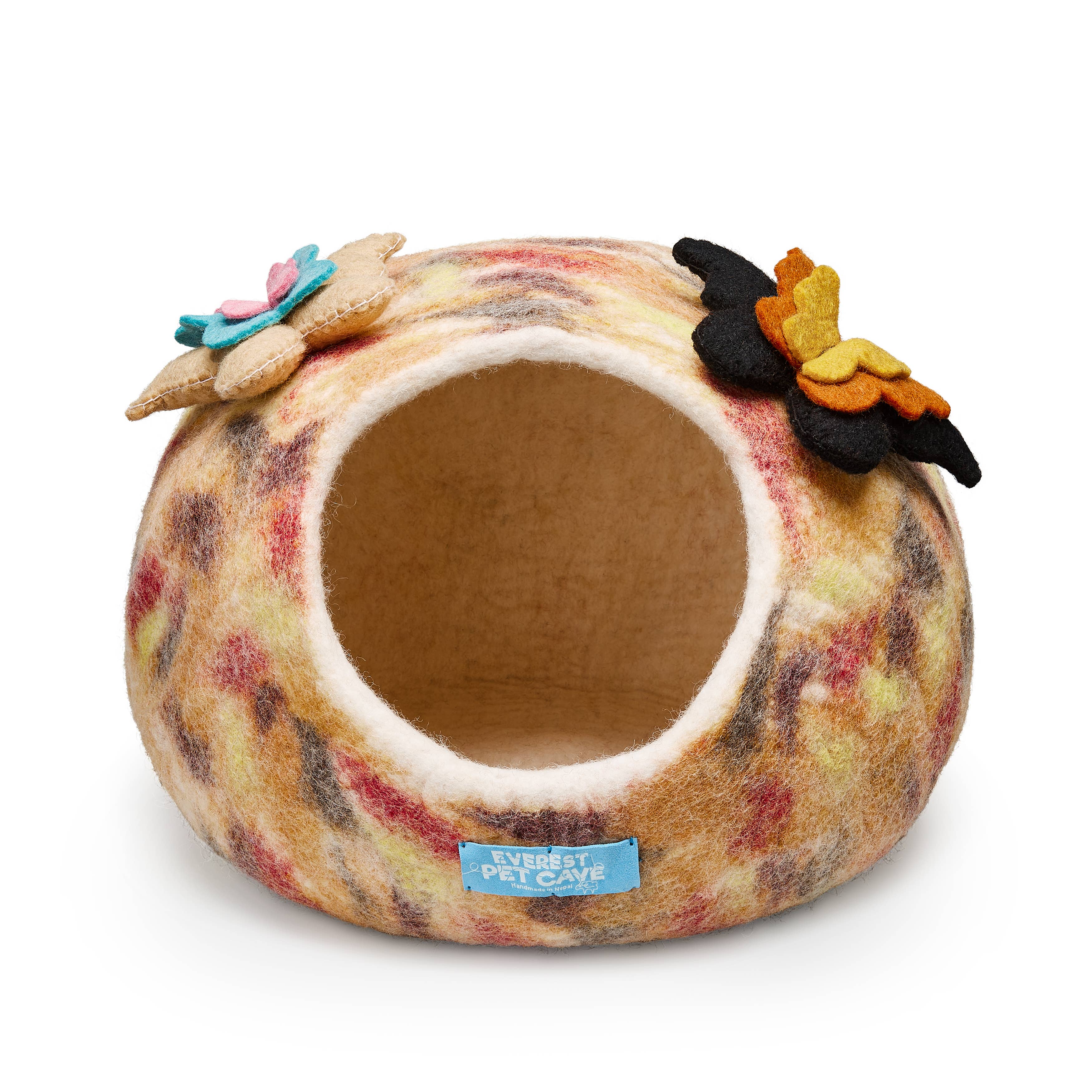 Katzenhöhle Orange Schmetterling, 100% Wolle, Gefilzt, Handgemacht