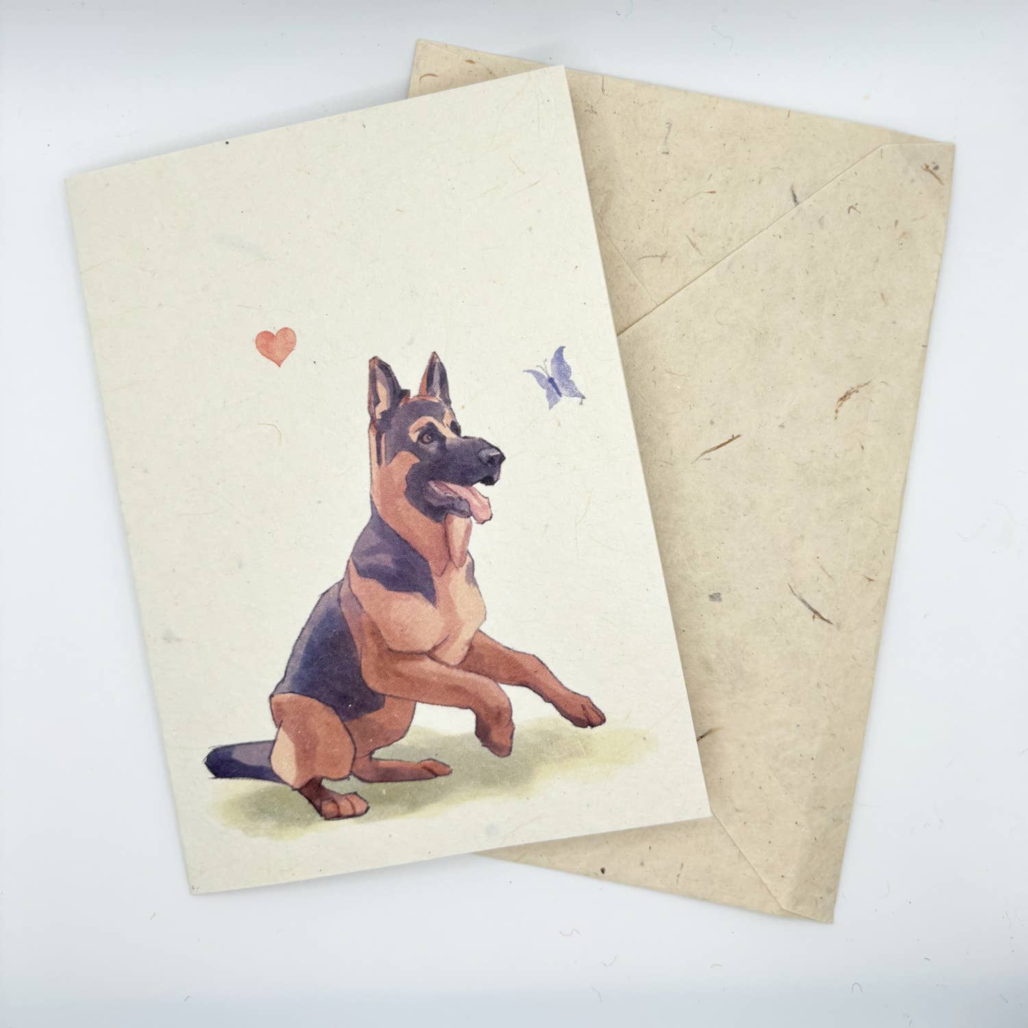 Grusskarte A6, Gedrucktes Lokta-Papier, Deutscher Schäferhund