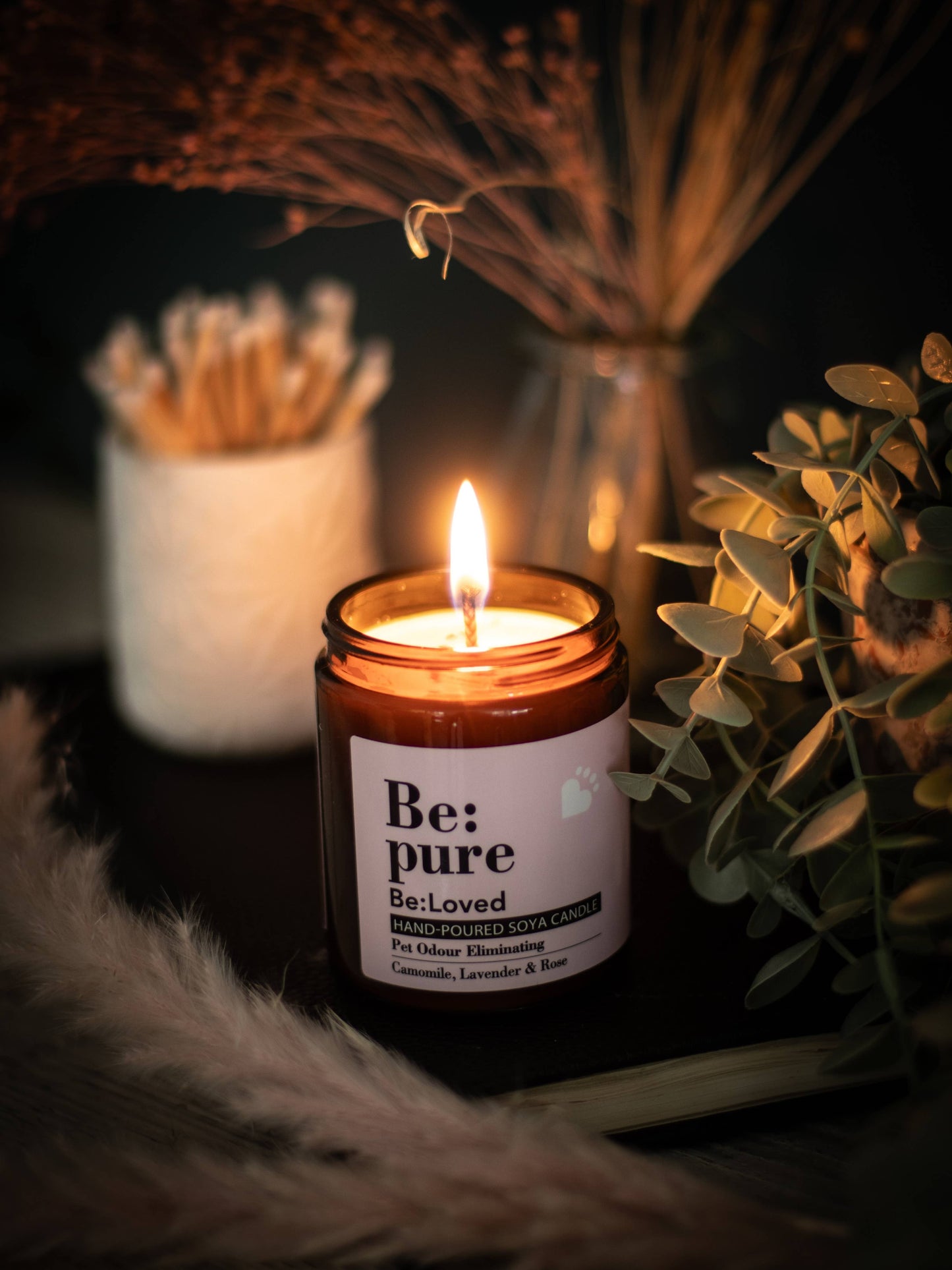 Be:Pure Candle — Beruhigende Duftkerze für Haustiere, die Gerüche beseitigen