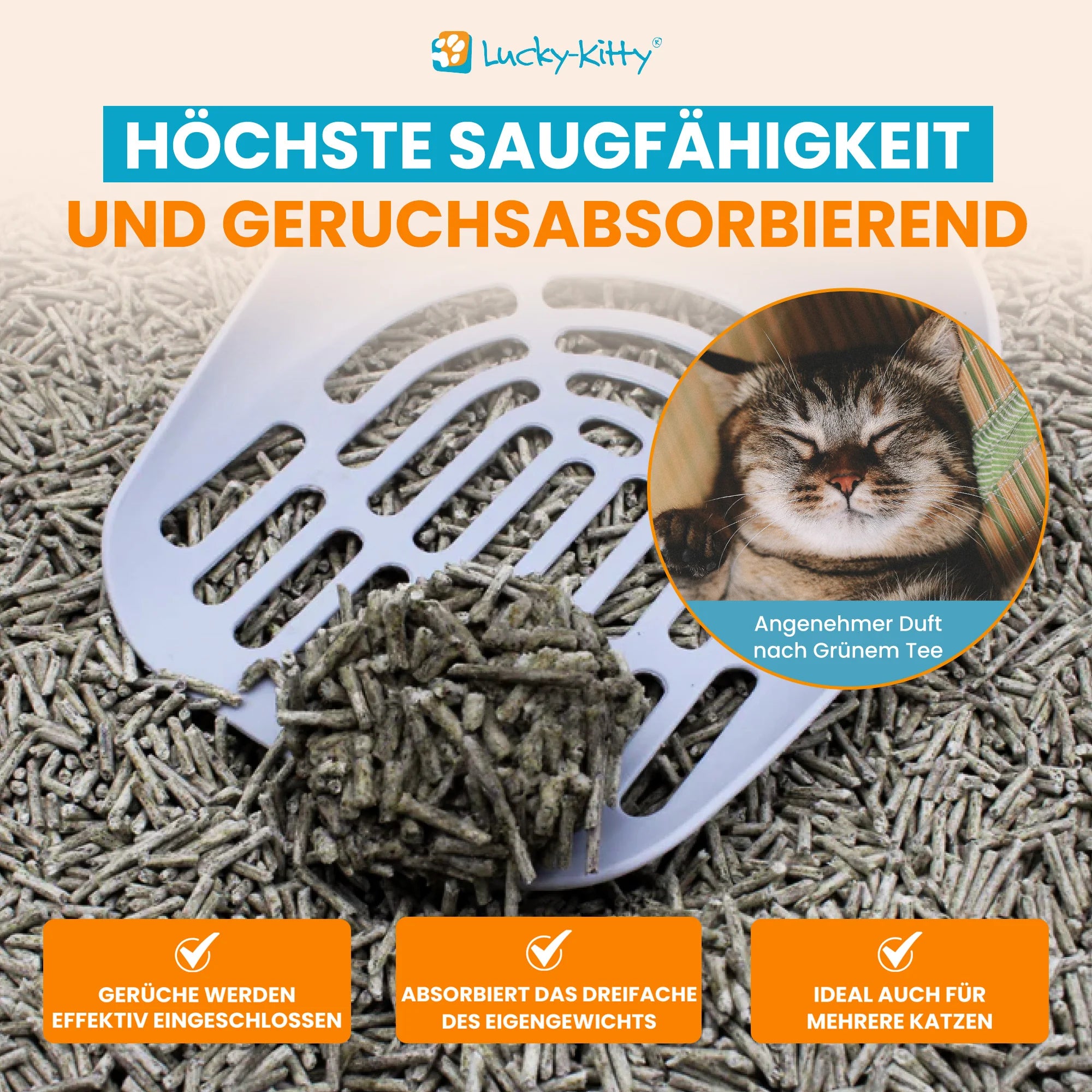 Katzenstreu "Natur pur" Grüner Tee