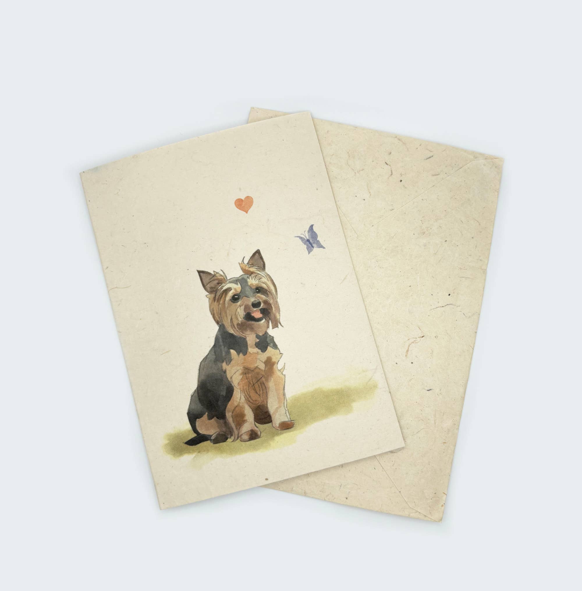 Grusskarte A6, Gedruckt auf Lokta-Papier, Handgezeichnet, Yorkie