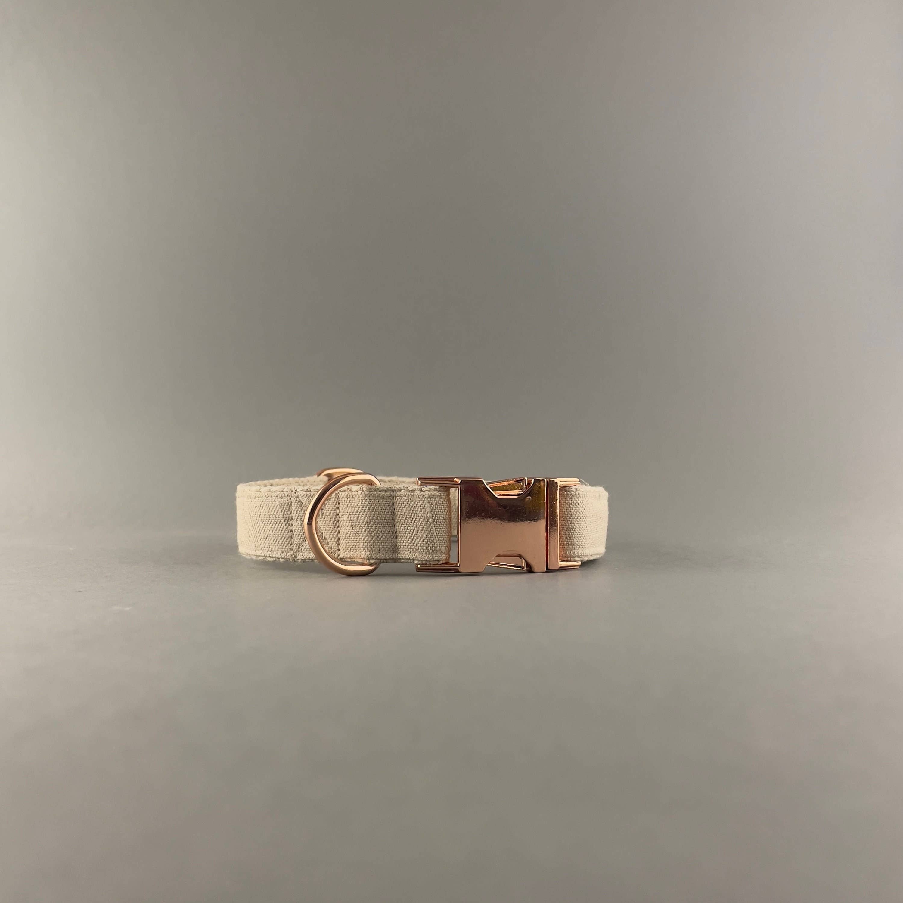 Natürliches Hanf-Hundehalsband Rosegold  M - bis zu 48 cm