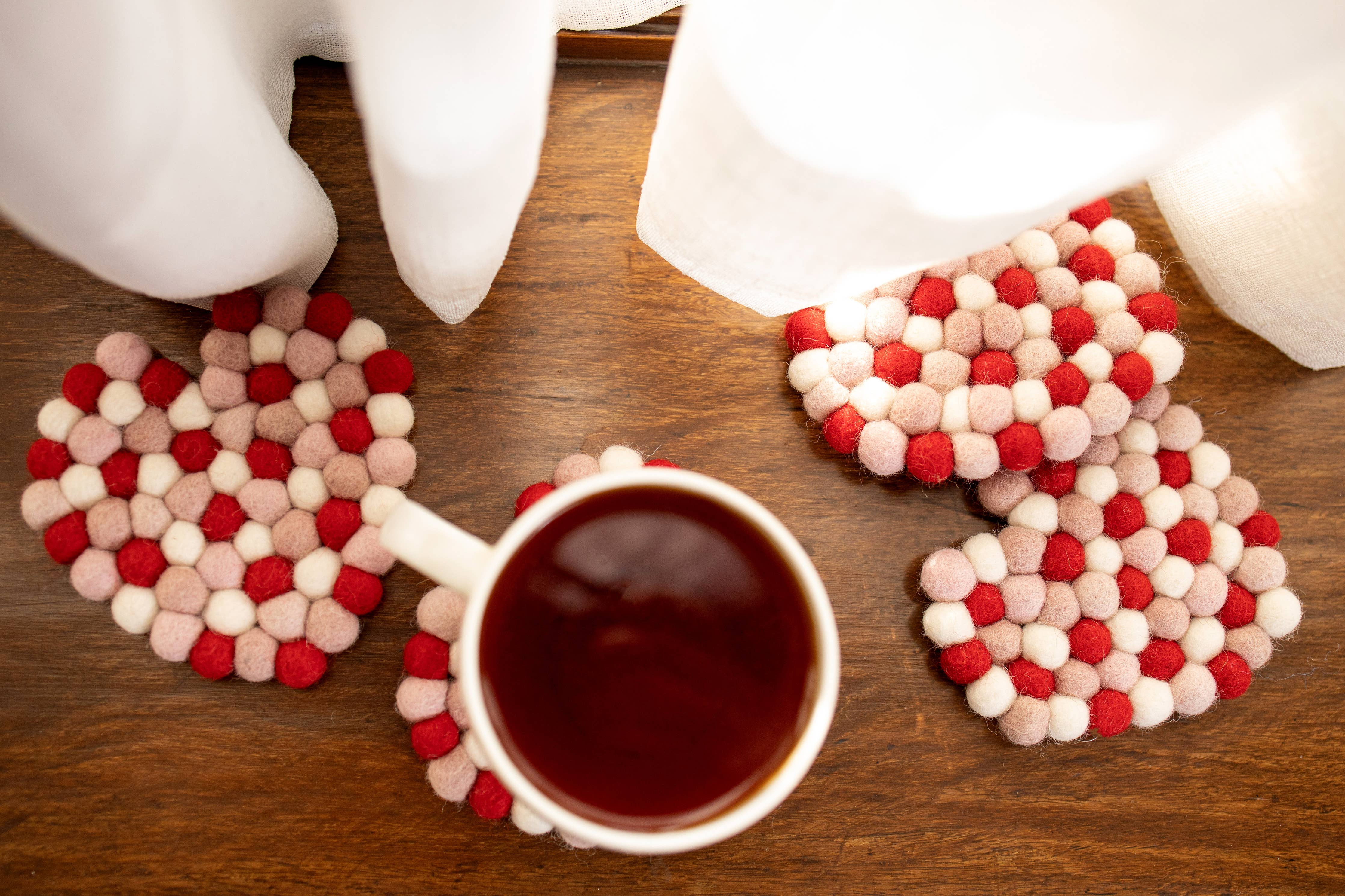 Herz-Untersetzer-Set handgefertigt