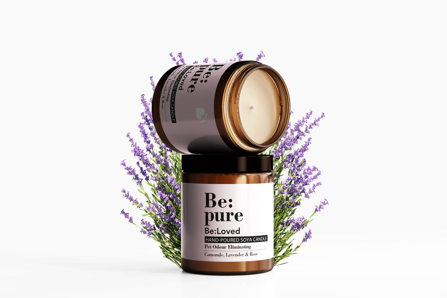 Be:Pure Candle — Beruhigende Duftkerze für Haustiere, die Gerüche beseitigen