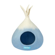 Katzenhöhle Klein Blau-Weiss Mix, 100% Wolle, Gefilzt, Handgemacht